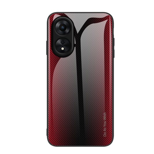 For OPPO A17 Texture Gradient Glass TPU Phone Case(Red) - OPPO Cases by buy2fix | Online Shopping UK | buy2fix