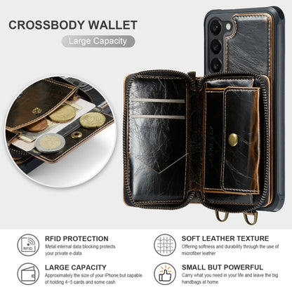 For Samsung Galaxy S23 5G JEEHOOD C22 Series Zipper Wallet Leather Phone Case with Dual Lanyard(Coffee) - Galaxy S23 5G Cases by JEEHOOD | Online Shopping UK | buy2fix