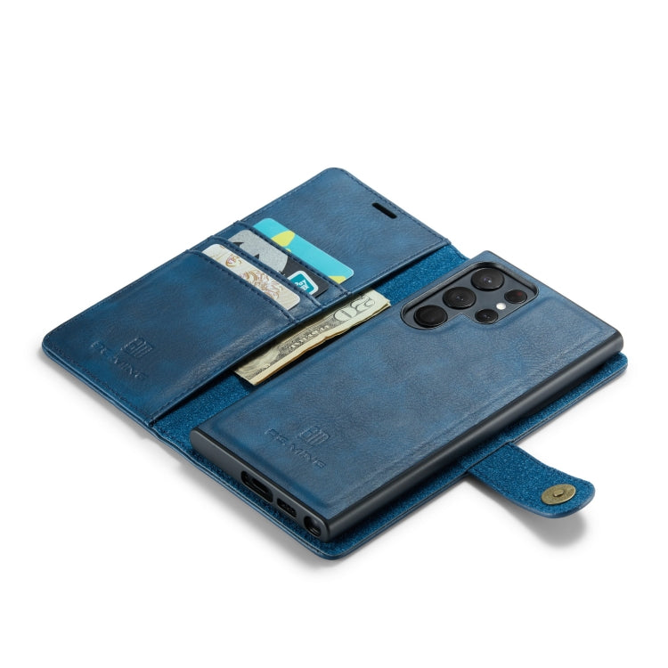 For Samsung Galaxy S23 Ultra 5G DG.MING Crazy Horse Texture Detachable Magnetic Leather Case(Blue) - Galaxy S23 Ultra 5G Cases by DG.MING | Online Shopping UK | buy2fix