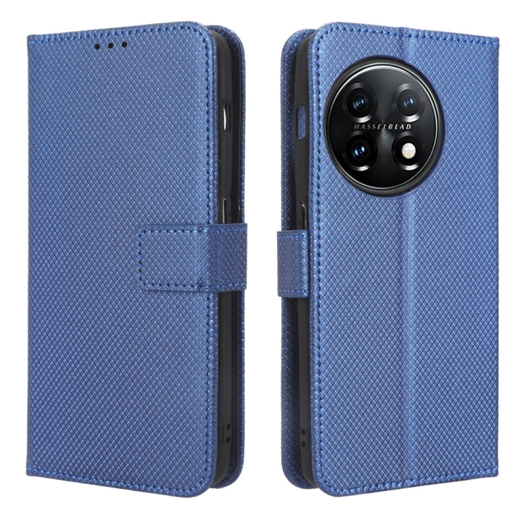 For OnePlus 11 5G Diamond Texture Leather Phone Case(Blue) - OnePlus Cases by buy2fix | Online Shopping UK | buy2fix