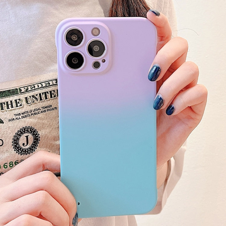 For iPhone 12 Pro Frameless Skin Feel Gradient Phone Case(Light Purple + Light Blue) - iPhone 12 / 12 Pro Cases by buy2fix | Online Shopping UK | buy2fix