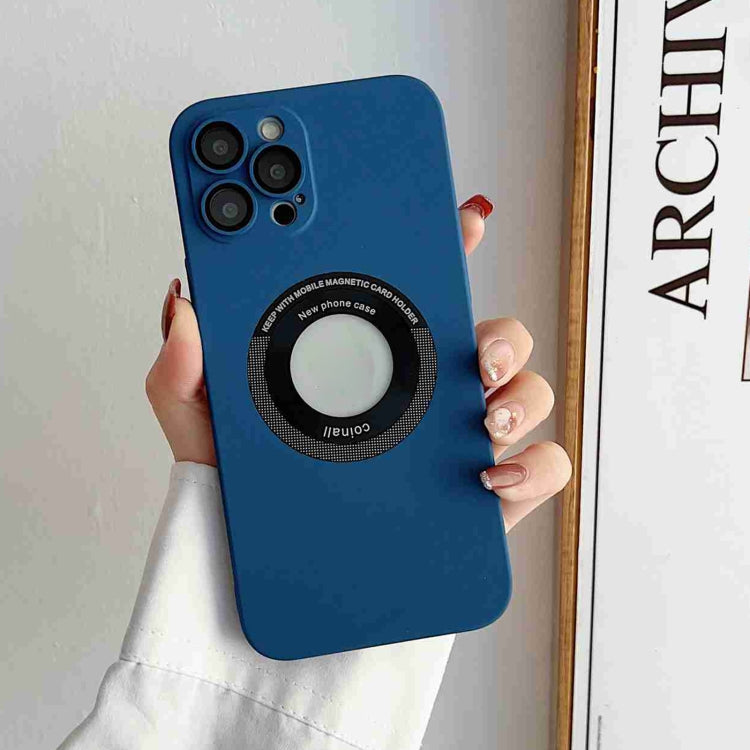 For iPhone 14 Plus Skin Feel CD Texture MagSafe Magnetic Phone Case(Royal Blue) - iPhone 14 Plus Cases by buy2fix | Online Shopping UK | buy2fix