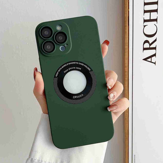 For iPhone 12 Skin Feel CD Texture MagSafe Magnetic Phone Case(Dark Green) - iPhone 12 / 12 Pro Cases by buy2fix | Online Shopping UK | buy2fix