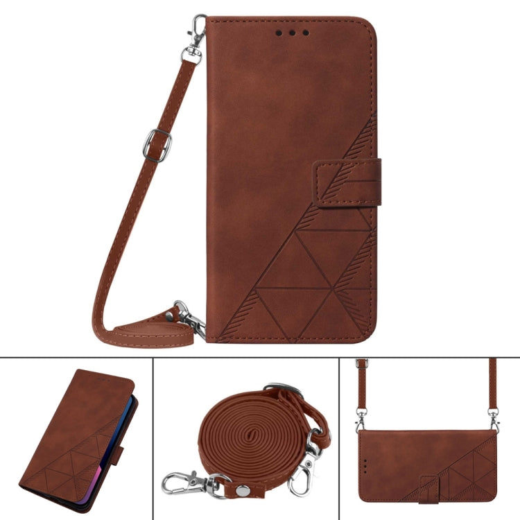 For OPPO  Reno 8T 4G Global Crossbody 3D Embossed Flip Leather Phone Case(Brown) - OPPO Cases by buy2fix | Online Shopping UK | buy2fix