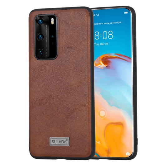 For Huawei P40 Pro SULADA Shockproof TPU + Handmade Leather Protective Case(Brown) - Huawei Cases by SULADA | Online Shopping UK | buy2fix