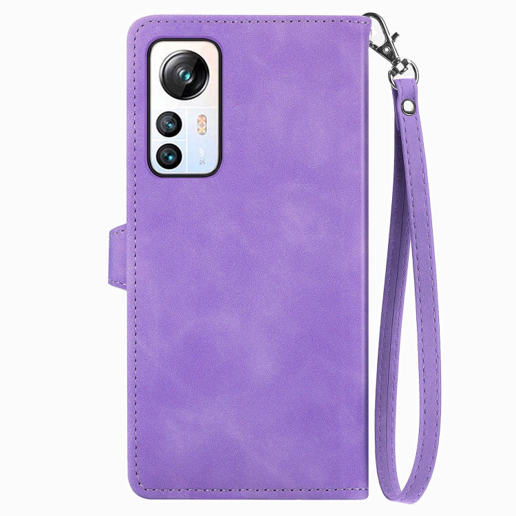 For Blackview A85 Embossed Flower Zipper Leather Phone Case(Purple) - More Brand by buy2fix | Online Shopping UK | buy2fix