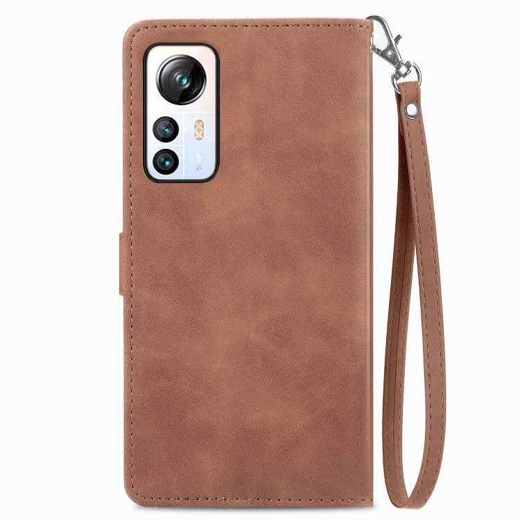 For Blackview A85 Embossed Flower Zipper Leather Phone Case(Brown) - More Brand by buy2fix | Online Shopping UK | buy2fix