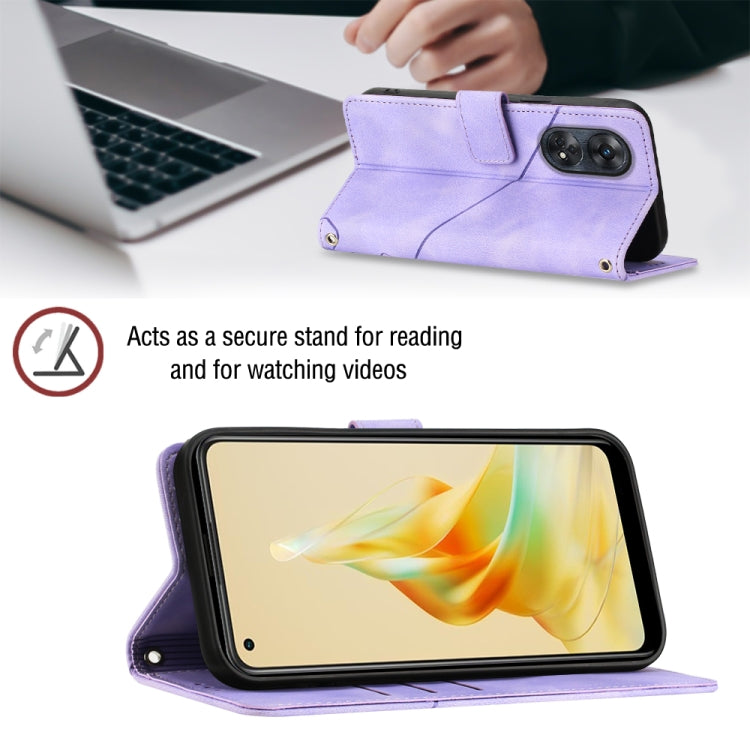 For OPPO Reno8 T 4G Foreign Skin-feel Embossed Leather Phone Case(Light Purple) - OPPO Cases by buy2fix | Online Shopping UK | buy2fix