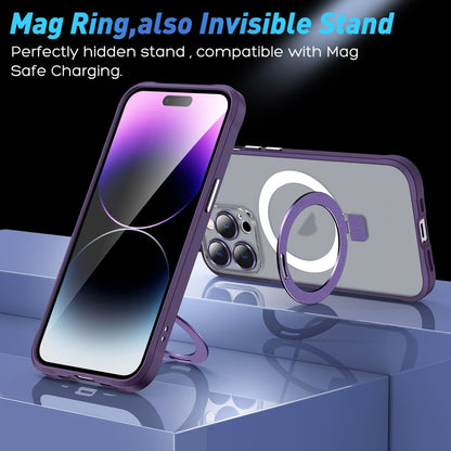 For iPhone 14 Pro Max Metal Eyes Series MagSafe Magnetic Holder Phone Case(Red) - iPhone 14 Pro Max Cases by buy2fix | Online Shopping UK | buy2fix