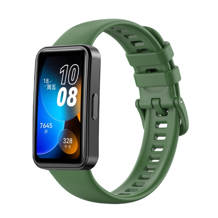 For Huawei Band 8 16mm Solid Color Silicone Replacement Watch Band(Dark Green) - Watch Bands by buy2fix | Online Shopping UK | buy2fix