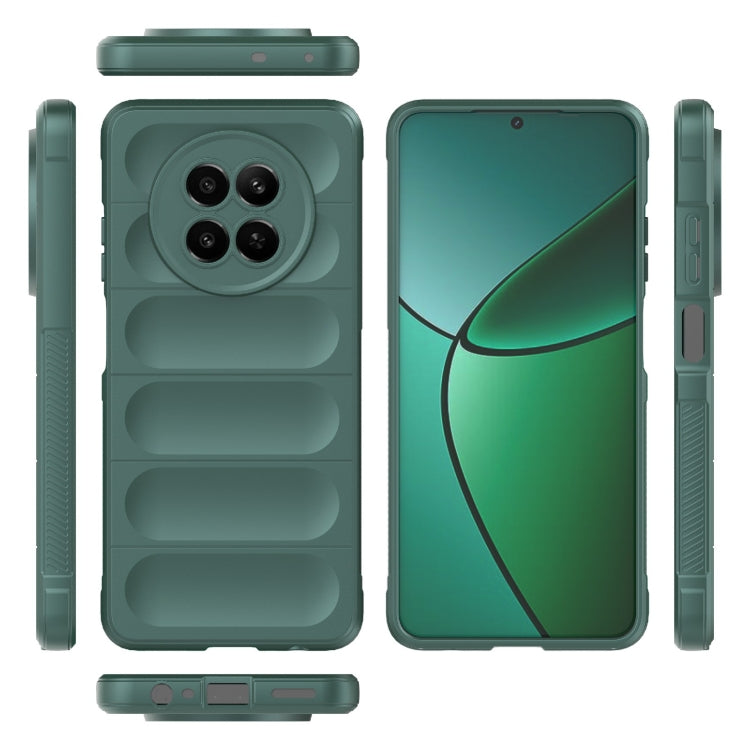 For Realme 12 5G Global Magic Shield TPU + Flannel Phone Case(Dark Green) - Realme Cases by buy2fix | Online Shopping UK | buy2fix