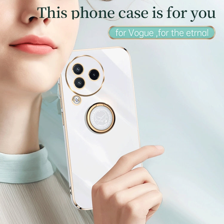 For Xiaomi Civi 3 5G XINLI Straight Edge 6D Electroplate TPU Phone Case with Ring Holder(White) - Xiaomi Cases by XINLI | Online Shopping UK | buy2fix