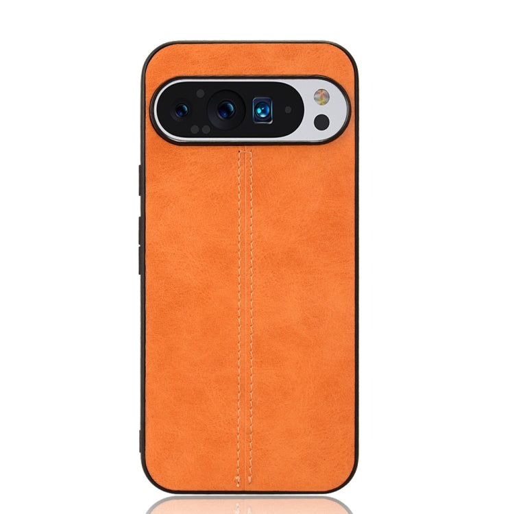 For Google Pixel 9 Sewing Cow Pattern Skin PC + PU + TPU Phone Case(Orange) - Google Cases by buy2fix | Online Shopping UK | buy2fix