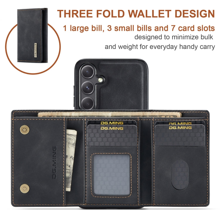 For Samsung Galaxy S24 5G DG.MING M1 Series 3-Fold Multi Card Wallet + Magnetic Phone Case(Black) - Galaxy S24 5G Cases by DG.MING | Online Shopping UK | buy2fix