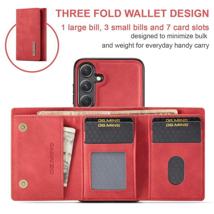 For Samsung Galaxy S24+ 5G DG.MING M1 Series 3-Fold Multi Card Wallet + Magnetic Phone Case(Red) - Galaxy S24+ 5G Cases by DG.MING | Online Shopping UK | buy2fix