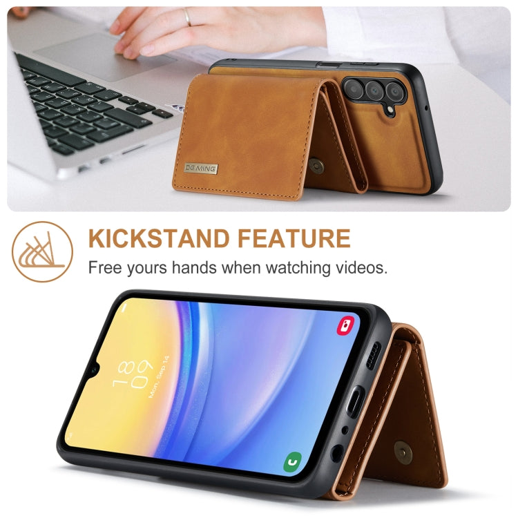 For Samsung Galaxy A15 5G / A15 4G DG.MING M1 Series 3-Fold Multi Card Wallet + Magnetic Phone Case(Brown) - Galaxy Phone Cases by DG.MING | Online Shopping UK | buy2fix