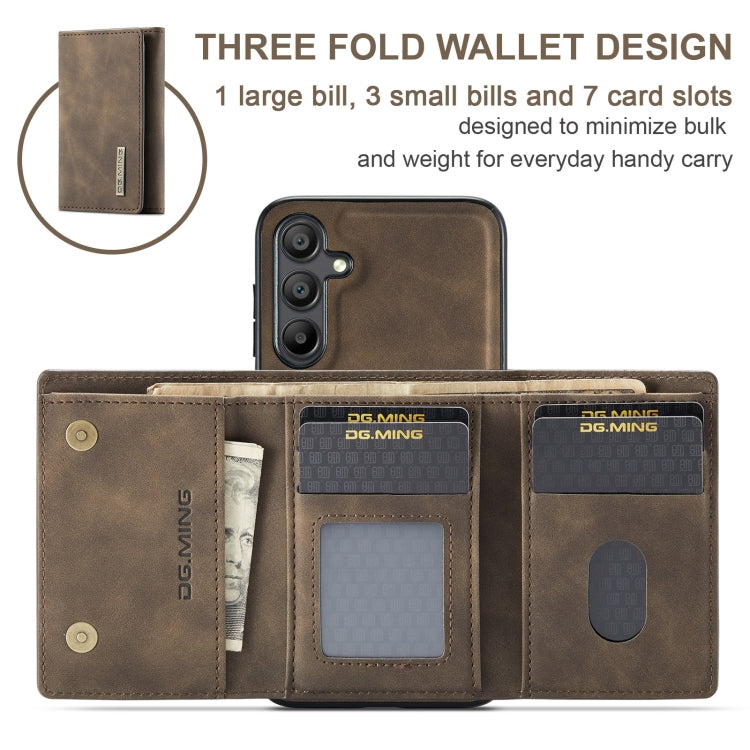 For Samsung Galaxy A15 5G / A15 4G DG.MING M1 Series 3-Fold Multi Card Wallet + Magnetic Phone Case(Coffee) - Galaxy Phone Cases by DG.MING | Online Shopping UK | buy2fix