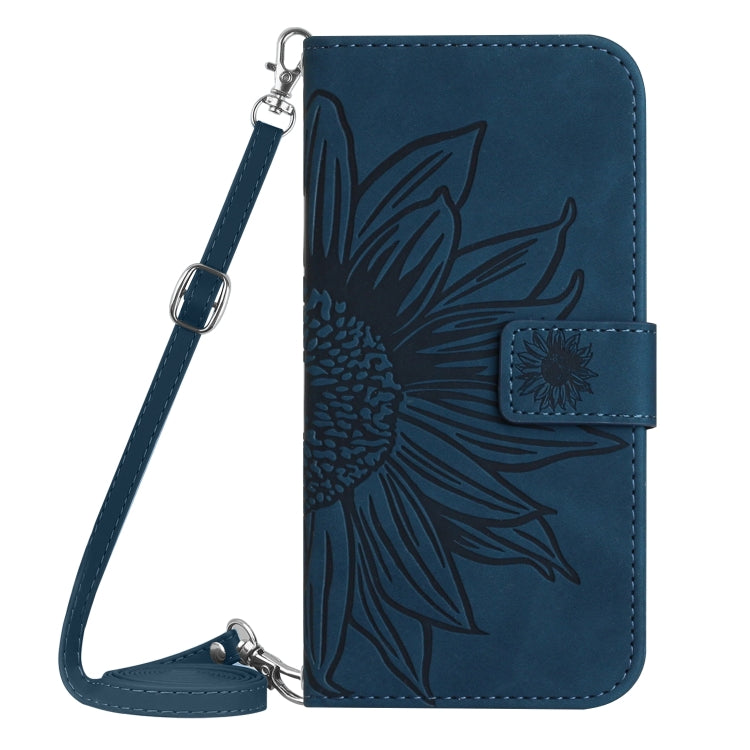 For Xiaomi Redmi 13C 4G Skin Feel Sun Flower Embossed Flip Leather Phone Case with Lanyard(Inky Blue) - 13C Cases by buy2fix | Online Shopping UK | buy2fix