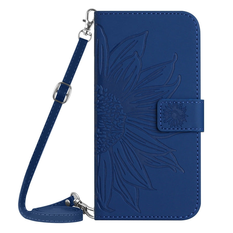 For Xiaomi Redmi A3 Skin Feel Sun Flower Embossed Flip Leather Phone Case with Lanyard(Dark Blue) - Xiaomi Cases by buy2fix | Online Shopping UK | buy2fix