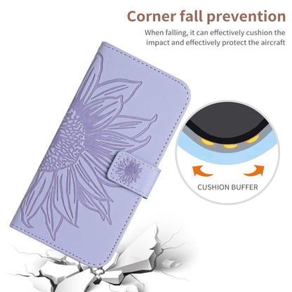 For Xiaomi Redmi A3 Skin Feel Sun Flower Embossed Flip Leather Phone Case with Lanyard(Purple) - Xiaomi Cases by buy2fix | Online Shopping UK | buy2fix