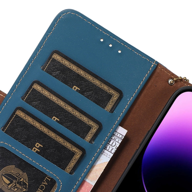 For Xiaomi Redmi Note 13 4G Genuine Leather Magnetic RFID Leather Phone Case(Blue) - Note 13 Cases by buy2fix | Online Shopping UK | buy2fix