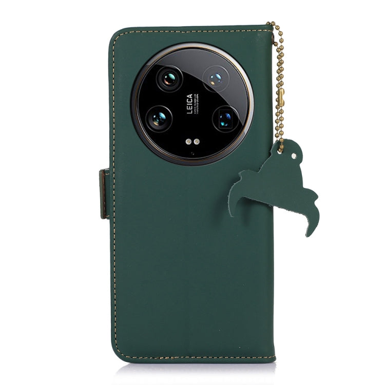 For Xiaomi 14 Ultra Genuine Leather Magnetic RFID Leather Phone Case(Green) - 14 Ultra Cases by buy2fix | Online Shopping UK | buy2fix