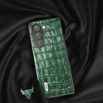 For Samsung Galaxy Z Fold6 ABEEL Crocodile Texture Genuine Leather Phone Case(Green) - Galaxy Z Fold6 5G Cases by buy2fix | Online Shopping UK | buy2fix