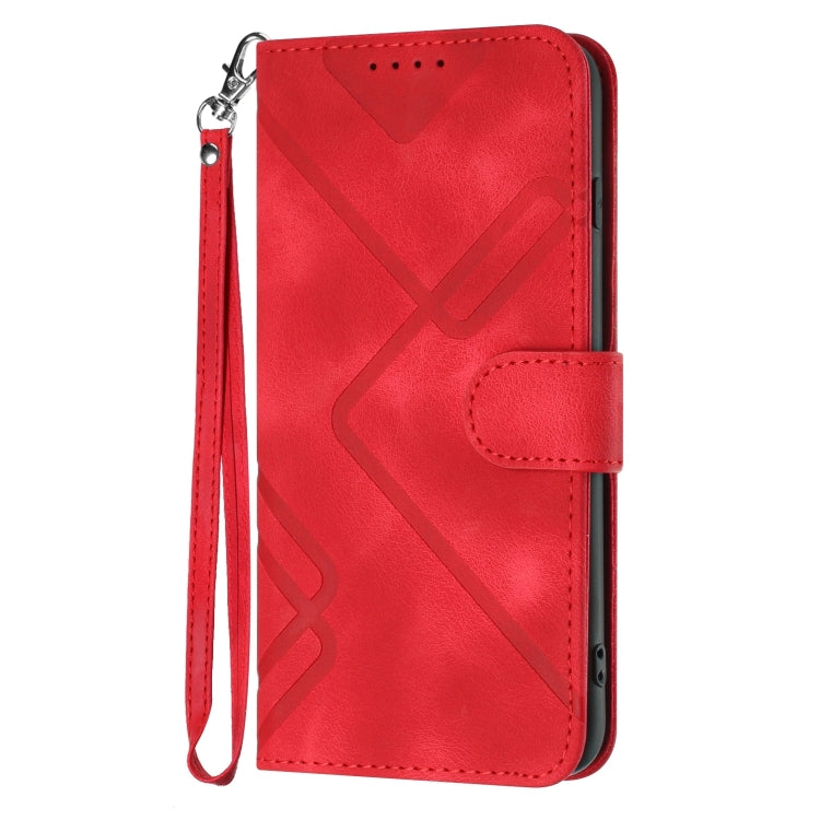 For Google Pixel 9 Pro Line Pattern Skin Feel Leather Phone Case(Red) - Google Cases by buy2fix | Online Shopping UK | buy2fix