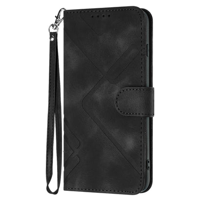 For Google Pixel 9 Pro Line Pattern Skin Feel Leather Phone Case(Black) - Google Cases by buy2fix | Online Shopping UK | buy2fix