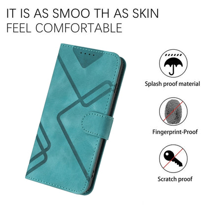 For Google Pixel 9 Pro Line Pattern Skin Feel Leather Phone Case(Light Blue) - Google Cases by buy2fix | Online Shopping UK | buy2fix