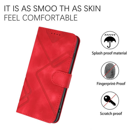 For Google Pixel 9 Line Pattern Skin Feel Leather Phone Case(Red) - Google Cases by buy2fix | Online Shopping UK | buy2fix