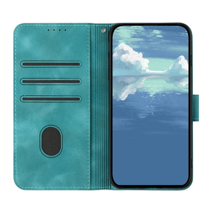 For iPhone 16 Pro Max Line Pattern Skin Feel Leather Phone Case(Light Blue) - iPhone 16 Pro Max Cases by buy2fix | Online Shopping UK | buy2fix