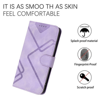 For iPhone 16 Plus Line Pattern Skin Feel Leather Phone Case(Light Purple) - iPhone 16 Plus Cases by buy2fix | Online Shopping UK | buy2fix