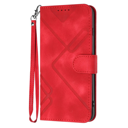 For Realme 7 / Narzo 20 Pro Line Pattern Skin Feel Leather Phone Case(Red) - Realme Cases by buy2fix | Online Shopping UK | buy2fix