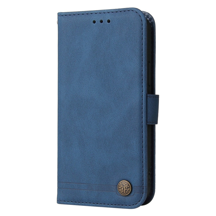 For Honor 100 Pro Skin Feel Life Tree Metal Button Leather Phone Case(Blue) - Honor Cases by buy2fix | Online Shopping UK | buy2fix