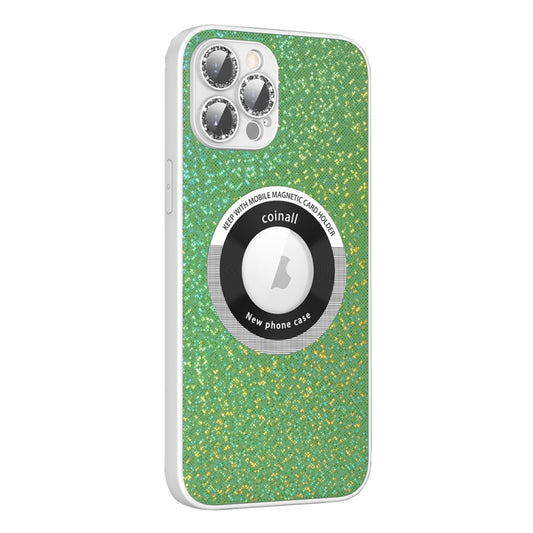 For iPhone 14 Plus Colorful Glitter Magnetic Magsafe TPU + PC Phone Case(Colorful Green) - iPhone 14 Plus Cases by buy2fix | Online Shopping UK | buy2fix