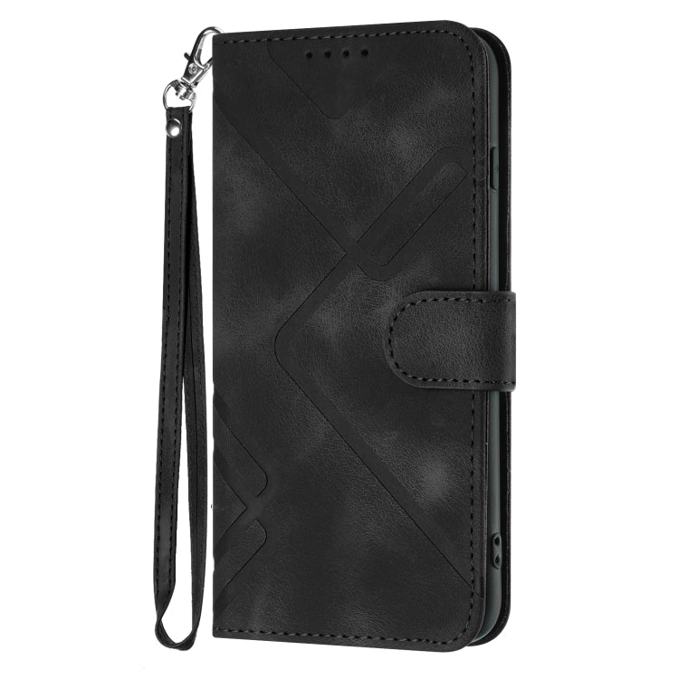 For Xiaomi Poco M5 Line Pattern Skin Feel Leather Phone Case(Black) - Xiaomi Cases by buy2fix | Online Shopping UK | buy2fix