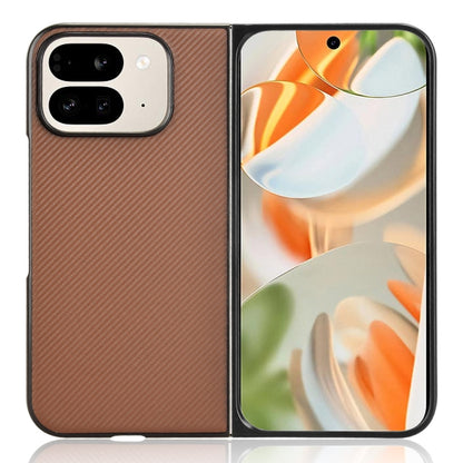 For Google Pixel 9 Pro Fold PU Leather PC Phone Case(Brown) - Google Cases by buy2fix | Online Shopping UK | buy2fix