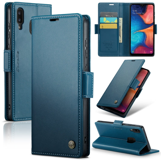 For Samsung Galaxy A20/A30/M10s CaseMe 023 Butterfly Buckle Litchi Texture RFID Anti-theft Leather Phone Case(Blue) - Galaxy Phone Cases by CaseMe | Online Shopping UK | buy2fix