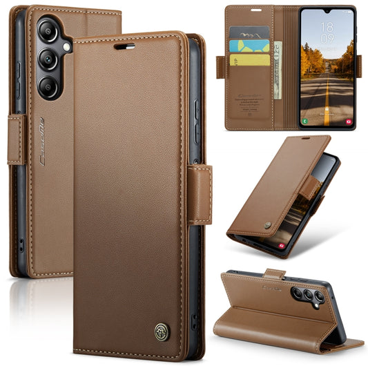 For Samsung Galaxy A05s CaseMe 023 Butterfly Buckle Litchi Texture RFID Anti-theft Leather Phone Case(Brown) - Galaxy Phone Cases by CaseMe | Online Shopping UK | buy2fix