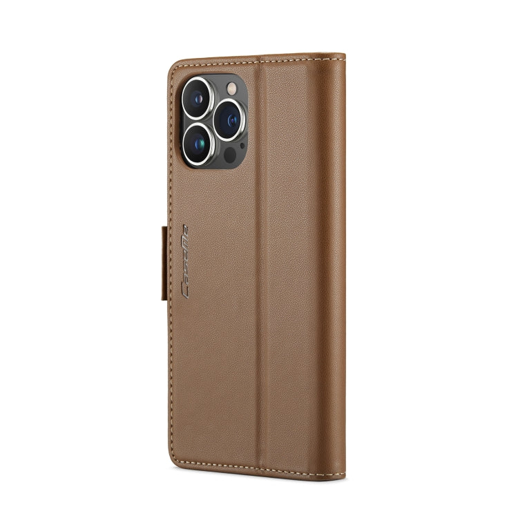 For iPhone 15 Pro Max CaseMe 023 Butterfly Buckle Litchi Texture RFID Anti-theft Leather Phone Case(Brown) - iPhone 15 Pro Max Cases by CaseMe | Online Shopping UK | buy2fix