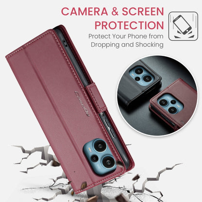 For Xiaomi Poco F5 5G/Redmi Note 12 Turbo 5G CaseMe 023 Butterfly Buckle Litchi Texture RFID Anti-theft Leather Phone Case(Wine Red) - Xiaomi Cases by CaseMe | Online Shopping UK | buy2fix