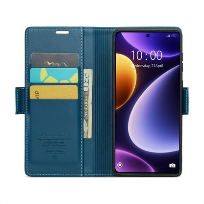 For Xiaomi Poco F5 5G/Redmi Note 12 Turbo 5G CaseMe 023 Butterfly Buckle Litchi Texture RFID Anti-theft Leather Phone Case(Blue) - Xiaomi Cases by CaseMe | Online Shopping UK | buy2fix