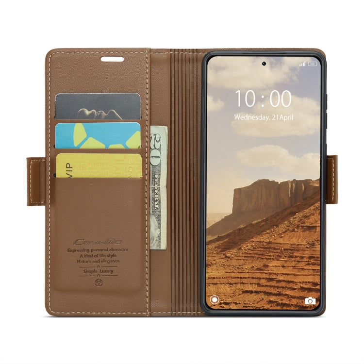 For Xiaomi 14 CaseMe 023 Butterfly Buckle Litchi Texture RFID Anti-theft Leather Phone Case(Brown) - 14 Cases by CaseMe | Online Shopping UK | buy2fix