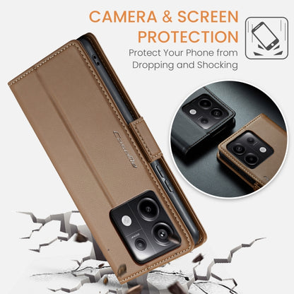 For Xiaomi Poco X6 5G CaseMe 023 Butterfly Buckle Litchi Texture RFID Anti-theft Leather Phone Case(Brown) - Xiaomi Cases by CaseMe | Online Shopping UK | buy2fix