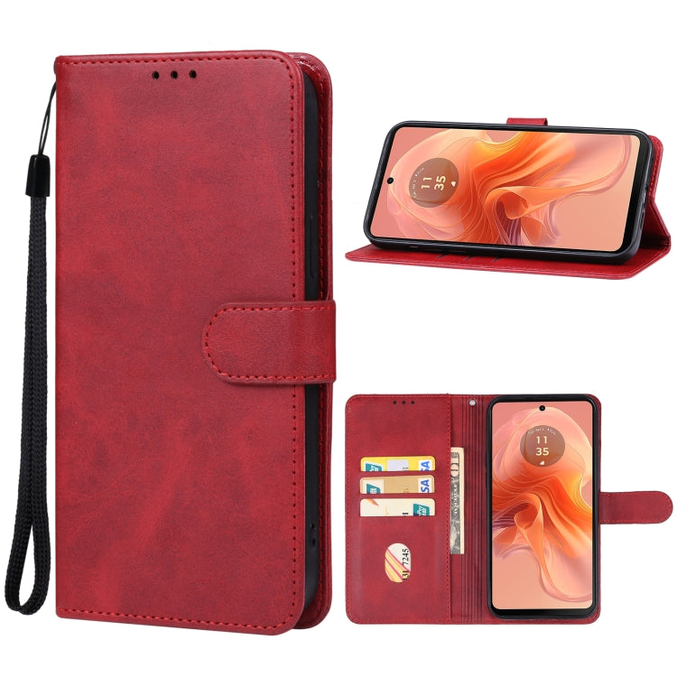 For Motorola Moto G04 Leather Phone Case(Red) - Motorola Cases by buy2fix | Online Shopping UK | buy2fix