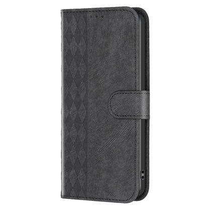 For Xiaomi Redmi Note 13 Pro+ 5G Plaid Embossed Leather Phone Case(Black) - Note 13 Pro+ Cases by buy2fix | Online Shopping UK | buy2fix