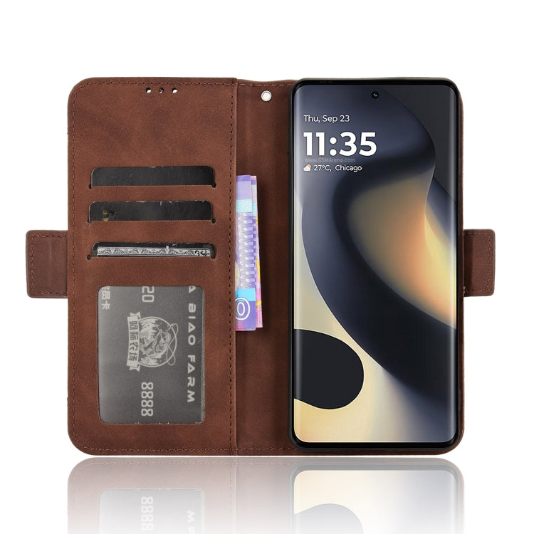 For Motorola Edge 2024 5G Skin Feel Calf Texture Card Slots Leather Phone Case(Brown) - Motorola Cases by buy2fix | Online Shopping UK | buy2fix