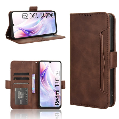 For Xiaomi Redmi 13C 5G / 13R 5G Skin Feel Calf Texture Card Slots Leather Phone Case(Brown) - 13C Cases by buy2fix | Online Shopping UK | buy2fix