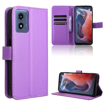 For Motorola Moto G Play 4G 2024 Diamond Texture Leather Phone Case(Purple) - Motorola Cases by buy2fix | Online Shopping UK | buy2fix